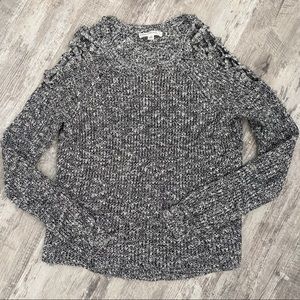 Cloud Chaser • Gray sweater with crisscross detail